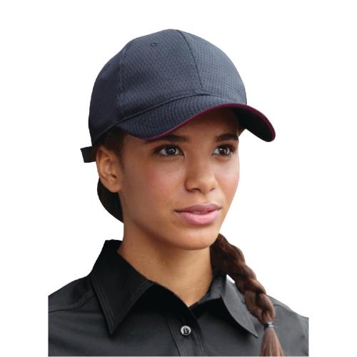 Chef Works Cool Vent Baseball Cap Merlot Trim - One Size