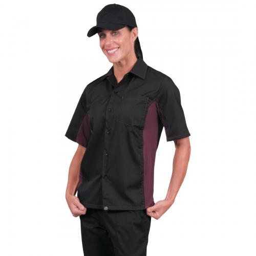 Chef Works Contrast Shirt Black & Merlot - Size L (B2B)