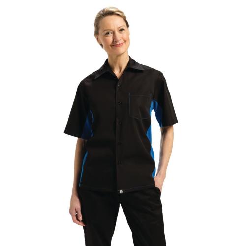 Chef Works Contrast Shirt Black & Blue - Size XL