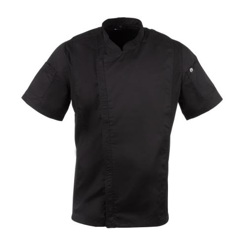 Chef Works Springfield Short Sleeve Black Zip Chefs Jacket - Size L