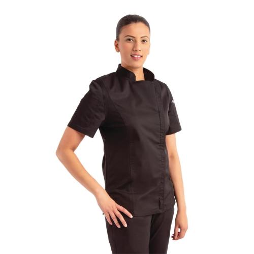 Chef Works Womens Light Weight S/S Zip Coat Black - Size L (B2B)