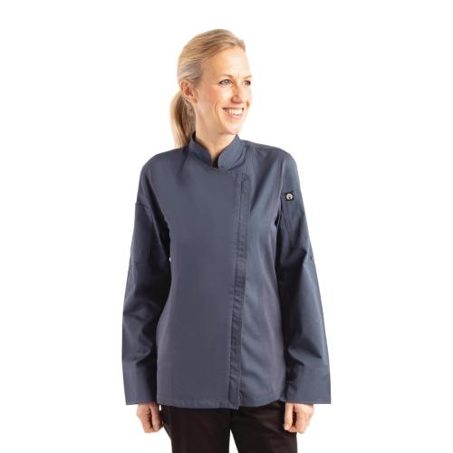 Chef Works Womens Hartford Lightweight L/S Zip Coat Blue - Size L (B2B)