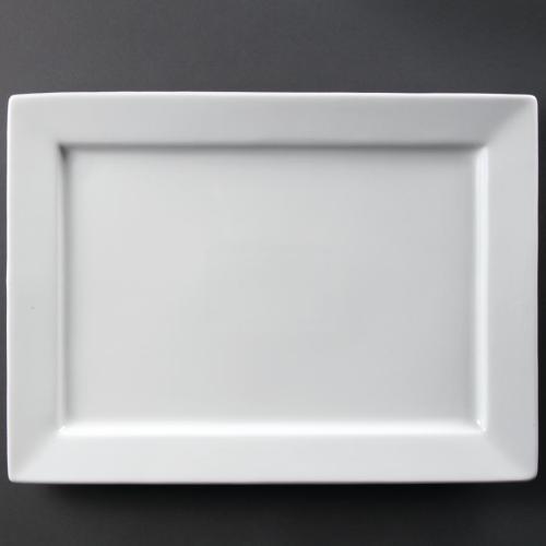 Olympia Whiteware Wide Rim Rectangular Platter - 400x295mm