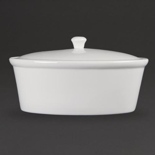 Olympia Whiteware Cookware Oval Pot & Lid - 262x188x155mm