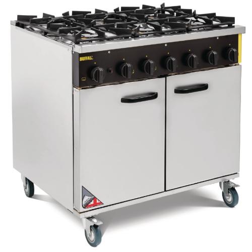 Buffalo Gas Range 6 Burner c/w Castors - NAT