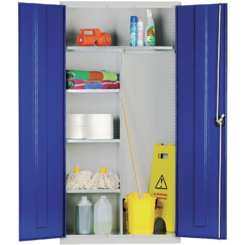 Janitorial Cupboard with Blue Doors - 1830x915x457mm (Direct)