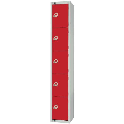 Elite Five Door Camlock Locker Red