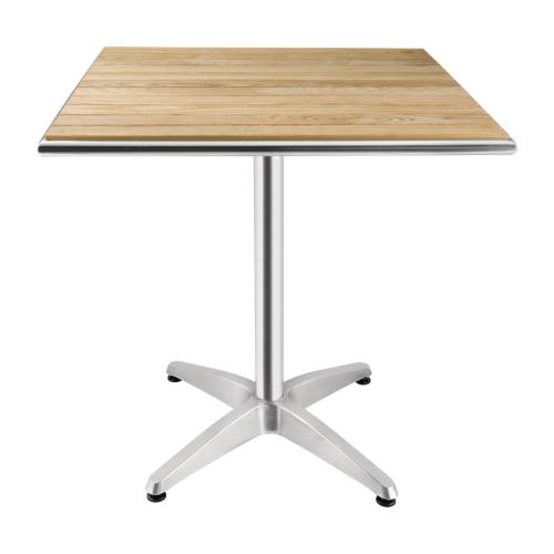 Bolero Square Pedestal Bistro Table Ash & Alu Top - 700mm