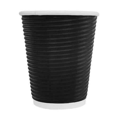 Fiesta Recyclable Hot Cup Ripple Wall Black 8oz (Sleeve 25)