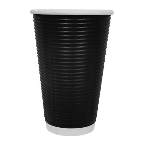 Fiesta Recyclable Hot Cup Ripple Wall Black 16oz (Sleeve 25)