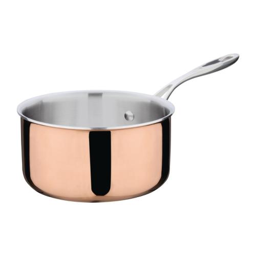 Vogue Induction Tri-Wall Copper Sauce Pan - 180mm 7"