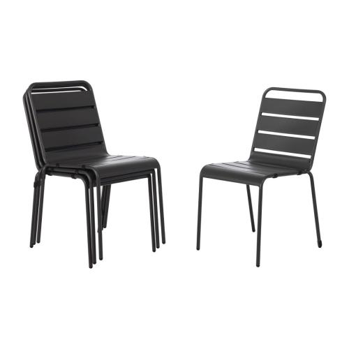 Bolero Amalfi Slatted Steel Side Chairs Grey (Set 4)