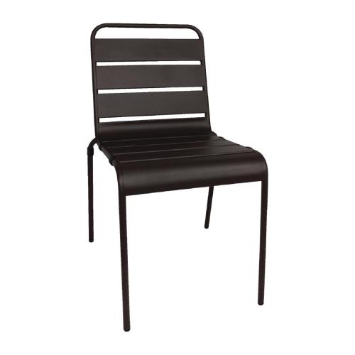 Bolero Amalfi Slatted Steel Side Chairs Black (Set 4)