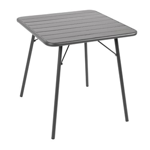 Bolero Amalfi Slatted Square Steel Folding Table Grey - 700mm