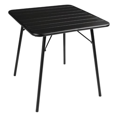 Bolero Amalfi Slatted Square Steel Folding Table Black - 700mm