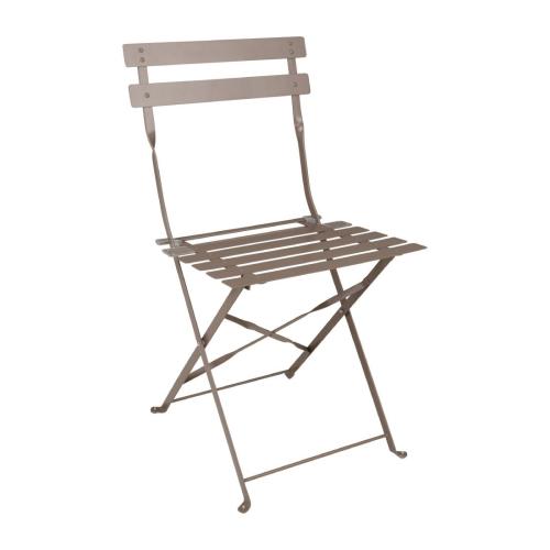 Bolero Coffee Pavement Style Steel Chairs (Pack 2)