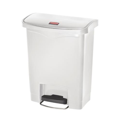 Rubbermaid Slim Jim Step on Resin Front Pedal White - 30Ltr