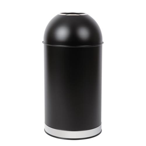 Bolero Bullet Bin Stainless Steel with Open Lid Black - 40Ltr