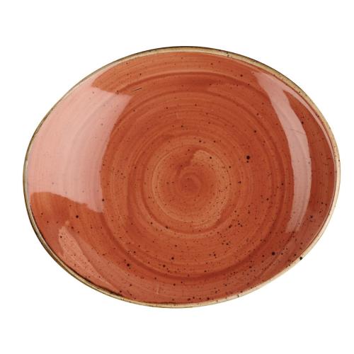 Churchill Stonecast Oval Coupe Plate Orange - 192mm 7.5" (Box 12) (Direct)