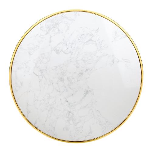 Bolero Table Round White Marble with St/St Rim - 600mm