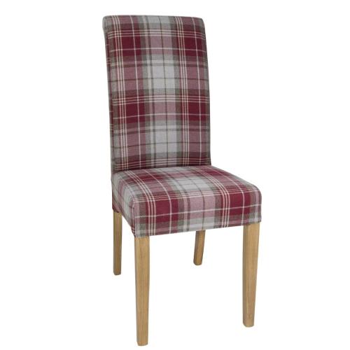 Bolero Austin Dining Chair Wine Tartan (Pack 2)