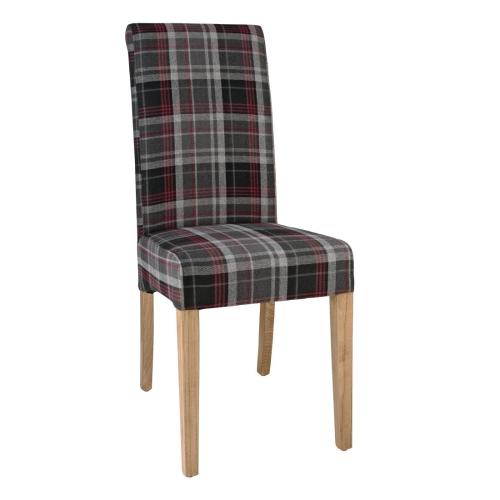 Bolero Austin Dining Chair Grey Tartan (Pack 2)