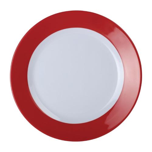 Kristallon Gala Melamine Plate Red Rim - 195mm 7 1/2" (Box 6)