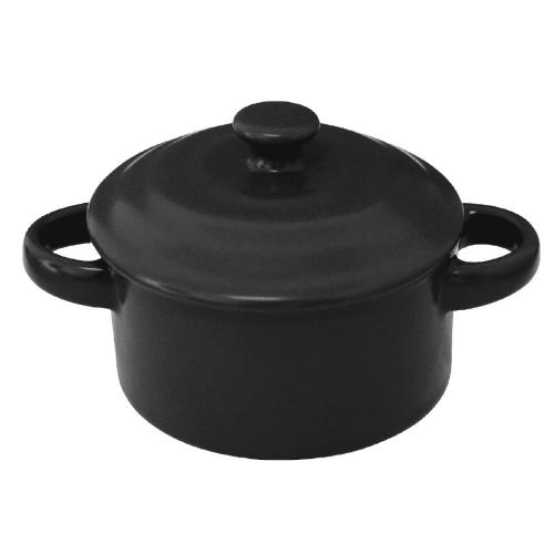 Olympia Tapas Mini Round Pot Matt Black - 75x100mm 227ml 8oz (Box 4)