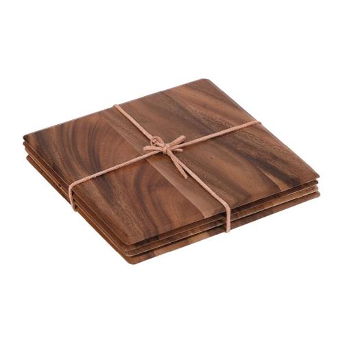 Tuscany Square Table Mats with Leather Tie (Set 4)