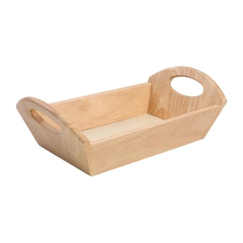 Bread Basket with handles Hevea Wood - 98x180x310mm