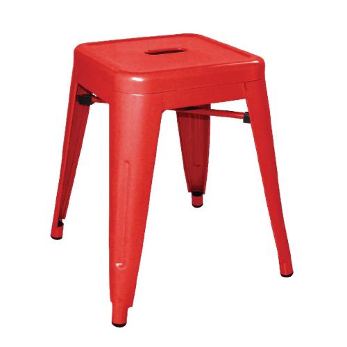 Bolero Bistro Steel�Low Stool Red (Pack 4)