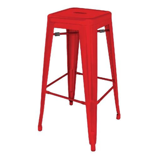 Bolero Bistro Steel High Stool Red (Pack 4)