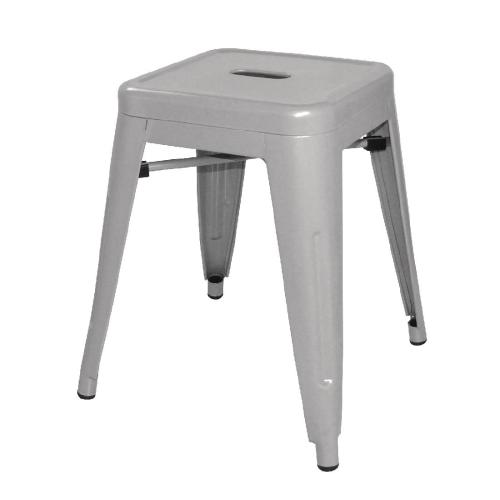 Bolero Bistro Steel�Low Stool Galvanised (Pack 4)