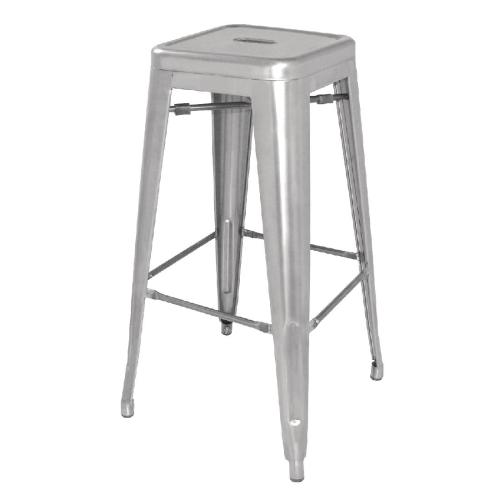 Bolero Bistro Steel�High Stool Galvanised (Pack 4)