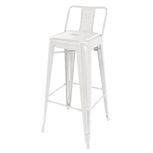 Bolero Bistro Steel High Stool with Backrest White (Pack 4)