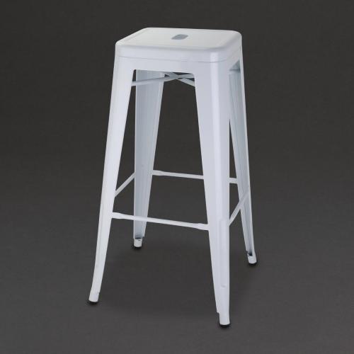 Bolero Steel Bistro High Stool White (Pack 4)