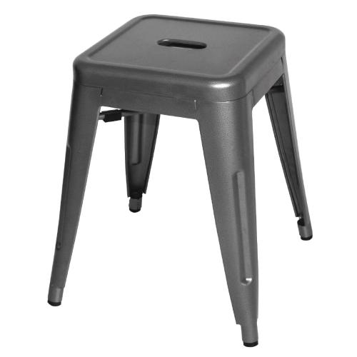 Bolero Bistro Steel�Low Stool Gun Metal Grey (Pack 4)