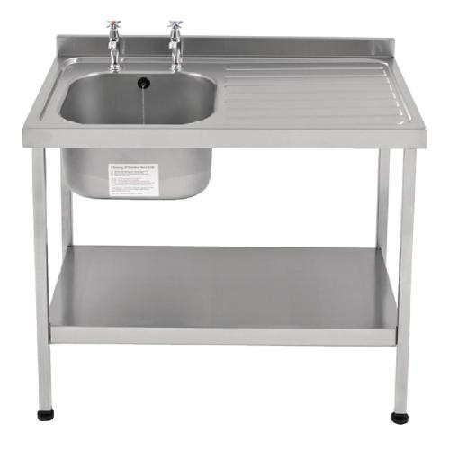 Sissons Sink L/H Bwl taps R/H Drainer Mini Range F/Asmb St/St 1000x600mm(Direct)