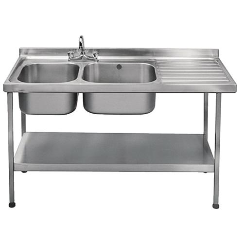 Sissons St/St Sink1500x600mm Dbl L/H Bwl taps R/H Drnr Mini Range F/Asmb(Direct)