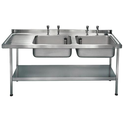 Sissons St/St Sink1500x600mm Dbl R/H Bwl taps L/H Drnr Mini Range F/Asmb(Direct)