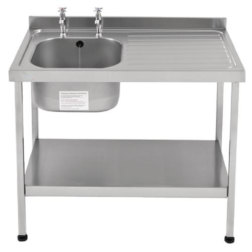 Sissons St/St Sink 1200mm L/H Bowl & taps R/H Drainer Mini Range F/Asmb(Direct)