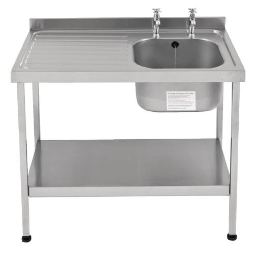 Sissons St/St Sink 1200mm R/H Bowl & taps L/H Drainer Mini Range F/Asmb(Direct)