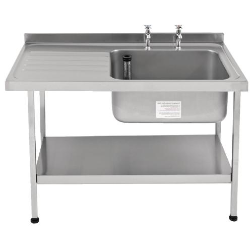 Sissons St/St Sink 1500mm R/H Bowl & taps L/H Drainer Midi Range F/Asmb(Direct)