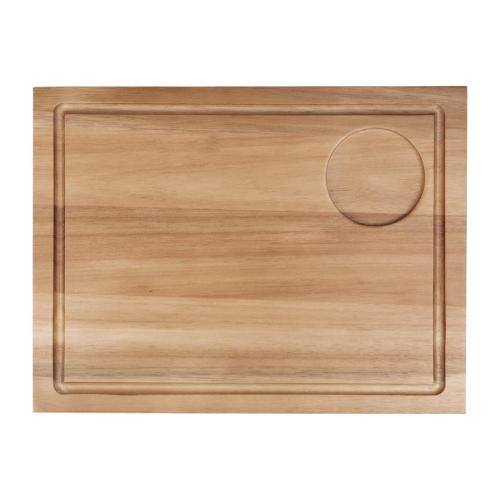 Olympia Acacia Steak Board Large - 310x240mm 12 1/5x 9 1/2" (70mm Recess)