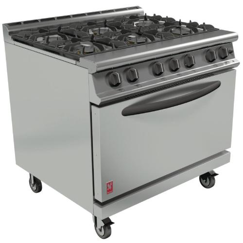 Falcon Dominator Plus Six Burner Range with Drop Dwn Door c/w castorsNat(Direct)