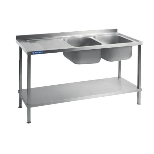 Vogue Sink Double Bowl L/H Drainer Flatpack - 1500x900x600mm (Direct)