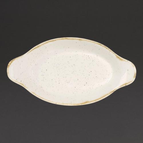 Churchill Stonecast Barley White Oval Eared Dish 9 1/8x5" (Box 6) (Direct)