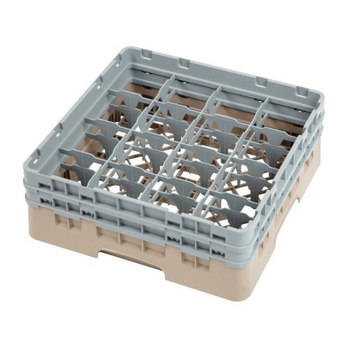 Cambro Camrack 16 Compartment Glass Rack Beige - Max Height 133mm (B2B)