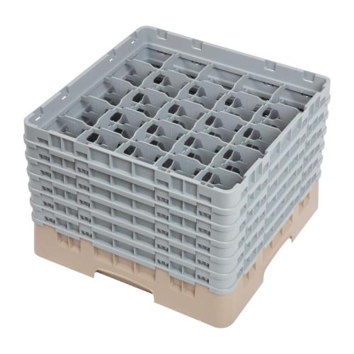 Cambro Camrack 25 Compartment Glass Rack Beige - Max Height 298mm