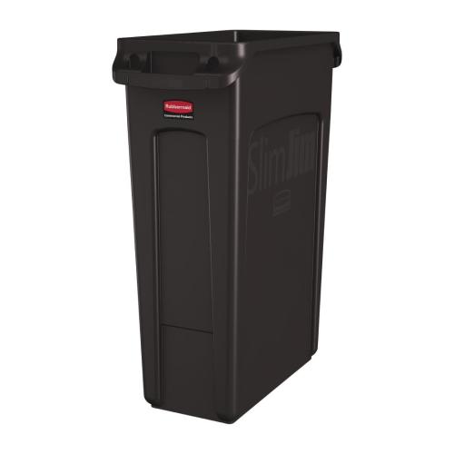 Rubbermaid Slim Jim Container with Venting Channels Brown - 87Ltr